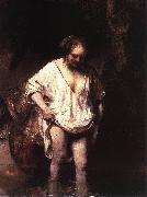 REMBRANDT Harmenszoon van Rijn Hendrickje Bathing in a River oil